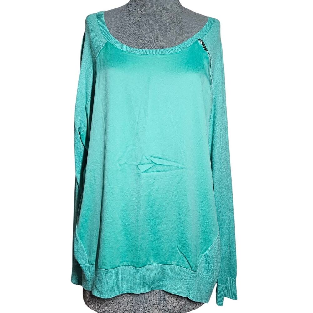 Calvin Klein Green Zipper Detail Cotton Blend Sweater Size XL